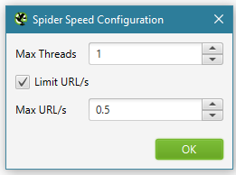 recommended speed configuration settings in Screaming Frog
